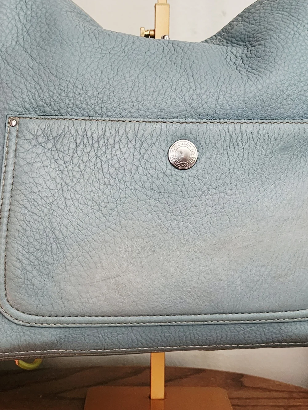 Vintage Coach Chelsea Pebbled Leather Hobo Bag + Wallet Set 🩵🤎